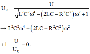 Với ω0 la giá trị của tần số để điện áp hiệu dụng trên tụ là cực đại, 1,52ω0 là giá trị của tần số để điện áp hiệu dụng trên cuộn cảm là cực đại 

+ Điện áp hiệu dụng hai đầu đoạn mạch chứa tụ điện:

Ta có:

+ Hai giá trị của tần số góc cho cùng điện áp hiệu dụng trên tụ thõa mãn định lý viet: