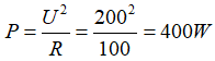 Áp dụng công thức tính công suất tỏa nhiệt trên R ta có