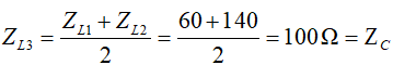/span>

Áp dụng định luật Ôm, điều kiện cộng hưởng và công suất.

Từ đồ thị ta thấy có hai giá trị của ZL là 60Ω và 140Ω cùng cho một giá trị P.

Vị trí P3 đạt cực đại ứng với trường hợp cộng hưởng điện ZL3 = ZC   ; lưu ý ZC không đổi.

Và ta có mối liên hệ giữa ZL3 với ZL1 và ZL2 là: 

Khi ZL =0 thì mạch có công suất P1 thỏa mãn  P3 / P1   = 1 , Ta có: