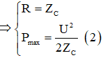 LCω2 = 2 → Lω = 2/Cω → ZL = 2ZC

(1): 

(2): 

Từ đồ thị

(3)

Khi R = 30 Ω → P2max = P1

(4)

Từ (3) và (4), suy ra r = 270 Ω