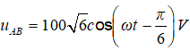 .

+ Viết phương trình của uAB:

Từ đồ thị ta thấy: 

Biểu diễn thời điểm ban đầu t = 0 trên đường tròn lượng giác:

 

=> Pha ban đầu của uAB là:   φAB = - π/6 (rad)

=> Phương trình của uAB: 

+ Từ đồ thị ta có phương trình của các điện áp

+ 

+ UAN = UAM; ZC = 2ZL. Ta có giản đồ vecto:

 

Từ giản đồ vecto ta có: 

Từ (*); (**); (***) ta có: 

+ Tổng trở:
