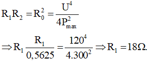 - Áp dụng bài toán hai giá trị của R cho cùng một công suất tiêu thụ trên mạch: