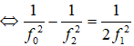 Khi ω = ω1 thì 

 (1)

Khi ω = ω2 thì 

(2)

Khi ω = ω0 thì 

   (3)

Thay (1) và (3) và (2) ta thu được