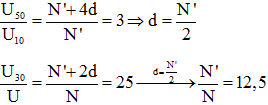 Giả sử số vòng dây của cuộn sơ cấp là N, số vòng dây nhỏ nhất của cuộn thứ cấp ứng với mức 01 là N’ và công sai của cấp số cộng là D.