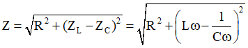 Tổng trở của đoạn mạch không phân nhánh RLC: