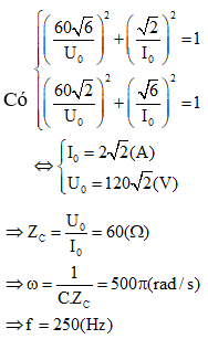 Mạch xoay chiều chỉ có tụ C thì dòng điện và điện áp vuông pha