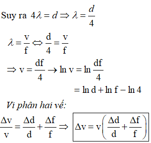 5 đỉnh sóng liên tiếp tức là có 4 khoảng  λ.