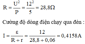 Điện trở bóng đèn : 

Hiệu điện thế hai đầu bóng đèn khi này là :