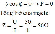 + Từ đồ thị, ta thấy u và i vuông pha nhau