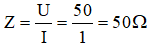 + Từ đồ thị, ta thấy u và i vuông pha nhau → cosφ = 0 → P = 0

Tổng trở của mạch 