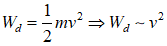 Động năng của một vật sẽ giảm khi vận tốc của vật giảm. Ta có:

      

(Động năng tỉ lệ với bình phương vận tốc)

 