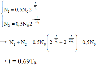 ü

+ Số hạt nhân còn lại sau thời gian t của hai chất phóng xạ: