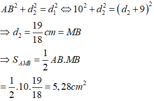 + Bước sóng: λ = v/f = 0,6/40 = 1,5cm

+ Số cực đại giao thoa trên đoạn thẳng nối hai nguồn bằng số giá trị k nguyên thoả mãn:

+ Áp dụng định lí Pi – ta – go trong tam giác vuông AMB có:  