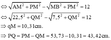 Tại M:

 cực đại k = 1, 2, 3 cắt My:

P xa M nhất ứng với cực đại k = 1:

Q gần M nhất ứng với cực đại k = 3:

Tức là 