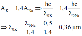 Công thoát của Kẽm lớn hơn của Natri là 1,4 lần nên: