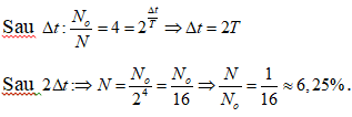 Gọi denta t là khoảng thời gian để số hạt nhân của một chất (ảnh 1)
