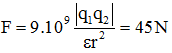 Hai điện tích cùng dấu nên đẩy nhau

Áp dụng định luật Culong:

STUDY TIP

Hai điện tích cùng dấu đẩy nhau, trái dấu hút nhau. Độ lớn của lực tương tác: