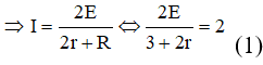 Khi hai nguồn mắc nối tiếp 

Khi hai nguồn mắc song song 

Từ (1) và (2)  và E = 5,4V.

 

 

 