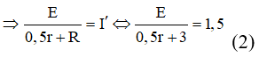 Khi hai nguồn mắc nối tiếp 

Khi hai nguồn mắc song song 

Từ (1) và (2)  và E = 5,4V.

 

 

 