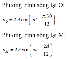 Phương pháp:Viết phương trình sóng tai O và M

Ngược pha: ∆φ = (2k + 1)π

Cách giải: