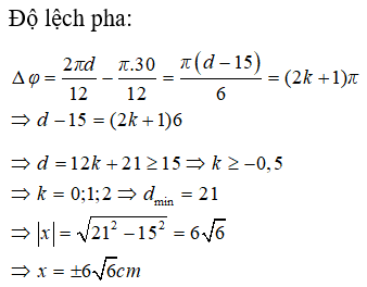 Phương pháp:Viết phương trình sóng tai O và M

Ngược pha: ∆φ = (2k + 1)π

Cách giải: