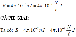 Phương pháp:  Biểu thức xác định độ lớn cảm ứng từ trong lòng ống dây là:

=> B không phụ thuộc đường kính ống dây => Hai ống dây dài bằng nhau và có cùng số vòng dây thì tỉ số cảm ứng từ giữa hai ống dây là: 