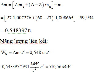 Hạt nhân Co có khối lượng m= 59,934 u. Biết khối lượng (ảnh 2)