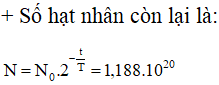 ü

+ Số hạt nhân đã bị phân rã bằng số hạt nhân chì được tạo thành nên: