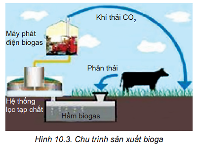 1.

Chu trình sản xuất khí sinh học được mô tả như hình vẽ:

- Năng lượng sinh học bắt nguồn từ quá trình chuyển đổi sinh khối, là các chất hữu cơ dễ phân hủy có nguồn gốc từ thực vật, động vật.

- Nhiên liệu sinh học thu được nhờ chuyển hóa sinh khối nhiên liệu ở dạng lỏng hoặc khí.

2.

- Các yêu cầu thiết kế công trình khí sinh học nhỏ

+ Áp suất khí và chiều dày lớp đất lấp trên vòm bể phân huỷ của thiết bị nắp cố định phải được tính toán sao cho vòm bể không bị nứt vỡ khi làm việc.

+ Các bể phải chịu được tải trọng di động bằng 200 kg/m2.

+ Tỉ lệ pha loãng đảm bảo sao cho cơ chất có hàm lượng chất khô là 9 - 10% đối với phân động vật, 20 - 22% đối với thực vật.

+ Thời gian lưu đối với phân động vật đảm bảo không nhỏ hơn giá trị tương ứng với nhiệt độ qui định ở bảng sau:    

Vùng   

Nhiệt độ trung bình về mùa đông (OC)   

Thời gian lưu (ngày)     

I   

10 - 15   

60     

II   

15 - 20   

50     

III   

> 20   

40

+ Thời gian lưu đối với nguyên liệu thực vật được qui định là 100 ngày.

- Cần thực hiện các yêu cầu này nhằm đảm bảo không gây ô nhiễm môi trường.