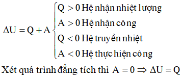 Theo nguyên lí 1 của “NHIỆT ĐỘNG LỰC HỌC” ta có:

 

Làm lạnh khí tức là hệ đã truyền nhiệt lượng sang hệ có nhiệt độ thấp hơn nên Q < 0