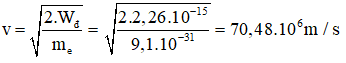 Khi electron chuyển động về anot, áp dụng định lí động năng ta có:

ΔWđ  = e.Umax  = 1,6.10-19 . 10. 103 .√2 = 2,26.10-15  (J)

Vì ban đầu động năng nhiệt của electron không đáng kể nên động năng của electron ngay trước khi đập vào anot là: Wđ  = ΔWđ  = 2,26.10-15  (J)

→ Tốc độ của electron: