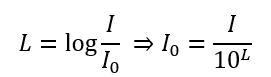 Ta có:

Từ đồ thị:   khi I=a       thì L=1dB