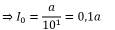 Ta có:

Từ đồ thị:   khi I=a       thì L=1dB