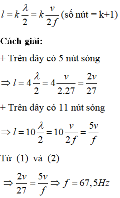 Phương pháp:  Điều kiện có sóng dừng trên dây hai đầu cố định 