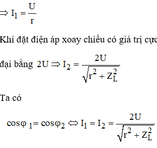 .

Khi đặt vào hai đầu một cuộn dây một  điện áp không đổi có độ lớn bằng U