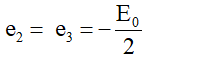  Ta có:

- Khi e1  = E0 ; ωt = 2kπ , thay vào biểu thức tính e2  và e3  ta có kết quả: