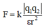 + Lực tương tác giữa hia điện tích là: 

+ Khi tăng q1, q2 lên gấp đôi và tăng khoảng cách lên gấp đôi thì F không đổi.