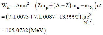 Để phá vỡ hạt nhân này thành các nuclôn riêng lẻ, cần một công đúng bằng một lực liên kết của hạt nhân.