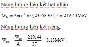 Khối lượng hạt nhân nguyên tử nhôm Al là 26,9803 u. Khối lượng (ảnh 2)