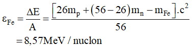 - Năng lượng liên kết riêng của hạt nhân  là