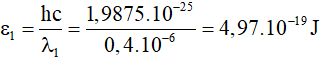 - Năng lượng photon của bức xạ λ1 :

- Năng lượng photon của bức xạ λ2 :

- Ta có:

- Thay ε1  và ε2  vào phương trình trên ta được:

→ Giới hạn quang điện của kim loại trên: