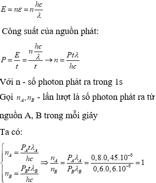 Ta có: Năng lượng của nguồn phát: