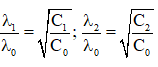 .

Khi cho lần lượt C = C0 = 40 pF, C = C1 = 10 pF và C = C2 = 640 pF thì thu được sóng điện từ có bước sóng tương ứng là:

Với v là vận tốc truyền sóng điện từ. Từ đó ta thấy: