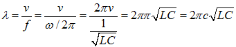 Bước sóng của mạch dao động được tính theo công thức: