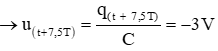 .

Chu kì dao động của mạch LC là  

Ta có:  

Ta có: q(t) và q(t + 7,5T) sẽ ngược pha với nhau nên q(t + 7,5T) = - q(t) = - 24nC

 