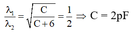 + Ban đầu ta có :

+ Sau khi giữ nguyên L và tăng C thêm 6 pF thì :

+ Lúc sau thì ta có :

+ Từ (1) và (2) suy ra :

+ Từ (1) và (3) suy ra :