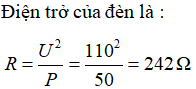 Khi K đóng hay khi K mở thì đèn đều sáng bình thường và vôn kế đều chỉ 180V nên ta có: