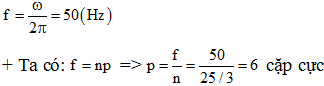 + Tốc độ quay của roto:

+ Tần số do máy phát điện xoay chiều tạo ra:

=>