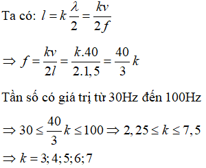 Để tạo được sóng dừng trên dây với số nút nhiều nhất (ứng với k = 7) thì