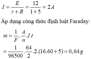 Phương pháp: Áp dụng định luật Ôm cho toàn mạch và công thức định luật Faraday

Cách giải:

 Ta có cường độ dòng điện là: 